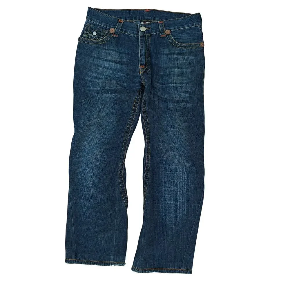 True Religion Joey Big T Jeans 34x33 Men’s Distressed Straight Leg Denim